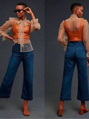 Anthropologie Pilcro The Skipper Wide Leg Cropped Jeans Size 28